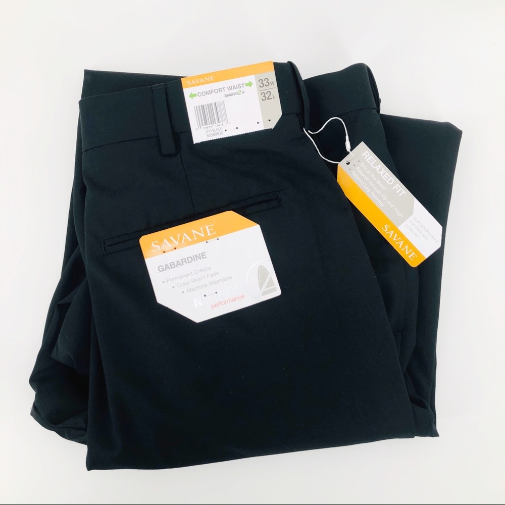 SAVANE No Iron Performance Relaxed Fit Pants 33 32